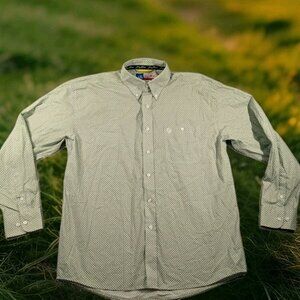 Wrangler George Strait Green Geometric  Shirt Button Down & Printed Men's Large